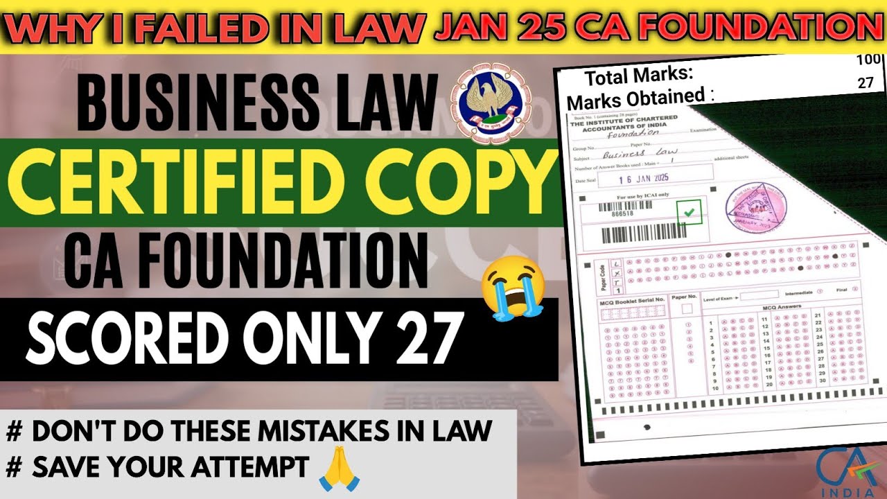 CA FOUNDATION LAW CERTIFIED COPY || DON'T DO THESE MISTAKES IN LAW || WHY I FAILED IN JAN 25 ||