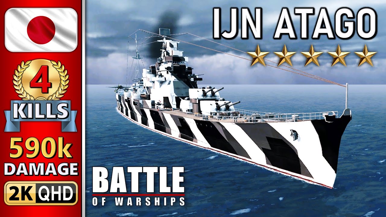 BATTLE OF WARSHIPS ⚓ ATAGO : 4 KILLS - 590k DAMAGE 💥