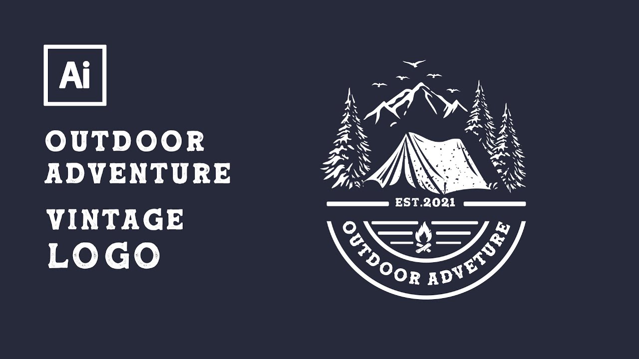 Outdoor adventure vintage logo design - illustrator