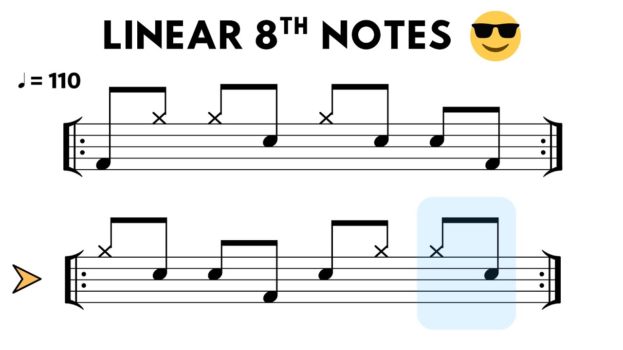 24 Groovy Linear 8th Note Patterns | Play Along Drum Kit Exercises
