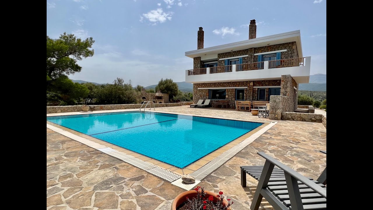 HVAT19-Stone Villa With Beautiful Pool & Sea Views, Walking Distance To The Beach.