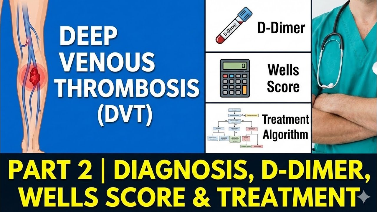 Deep Venous Thrombosis (DVT) Part 2 | Diagnosis, D-Dimer, Wells Score & Treatment Algorithm