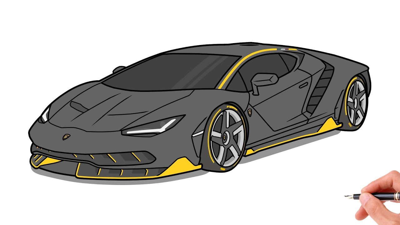 How to draw a LAMBORGHINI CENTENARIO 2016 / drawing lambo lp770-4 2017 sports car