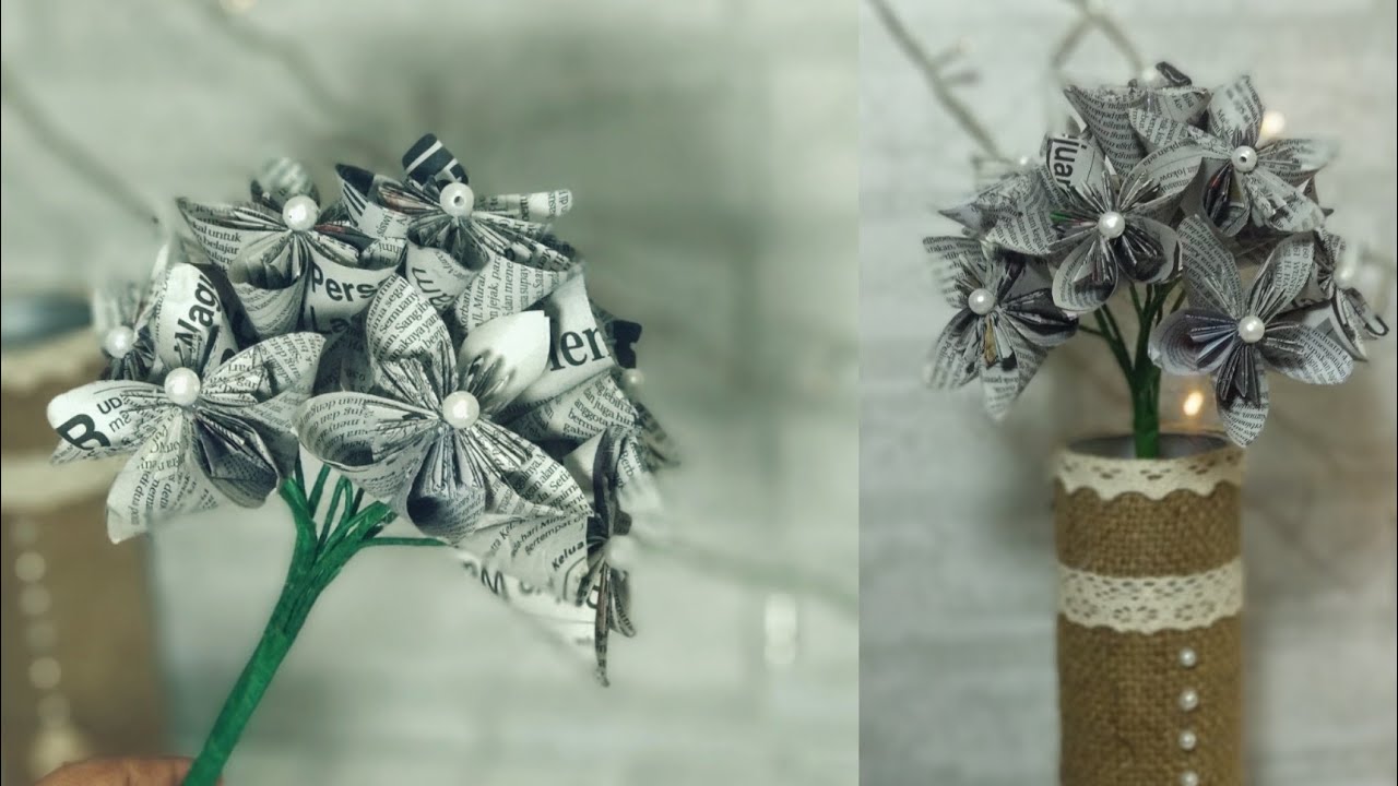 DIY - bunga dari koran bekas (1) | Tutorial Shabby Rustic vintage flower