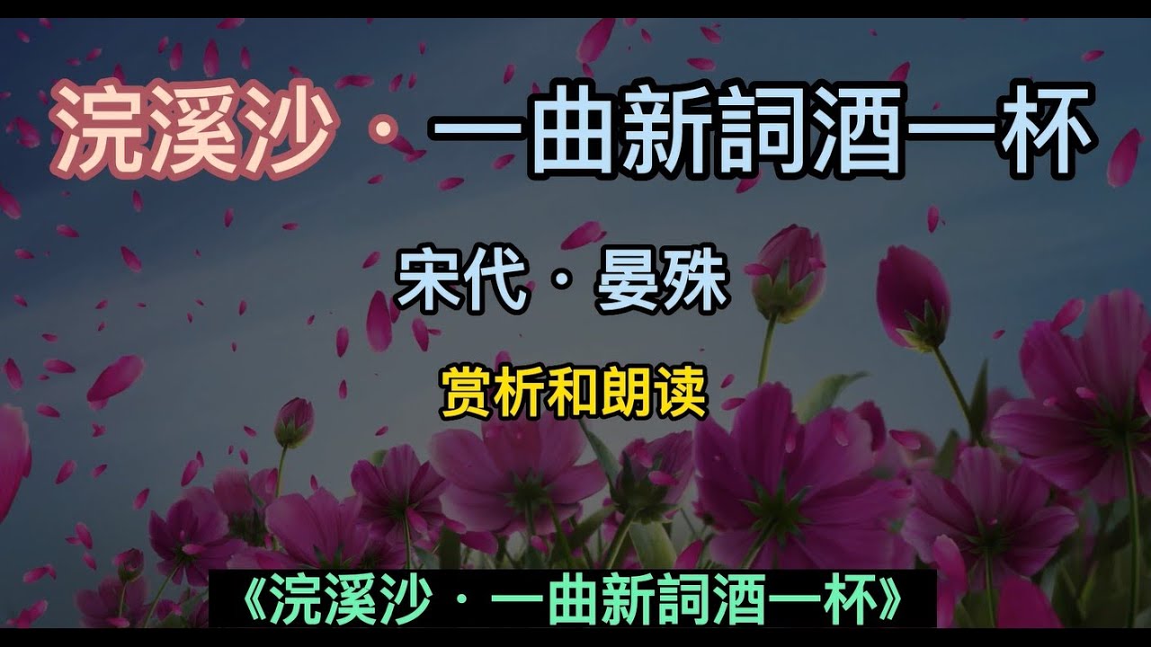 浣溪沙·一曲新詞酒一杯讲解赏析和朗读 晏殊 中國宋代宋詞 中國古詩詞Chinese Song Dynasty poet Yan Shu/Chinese ancient poetry無可奈何花落去