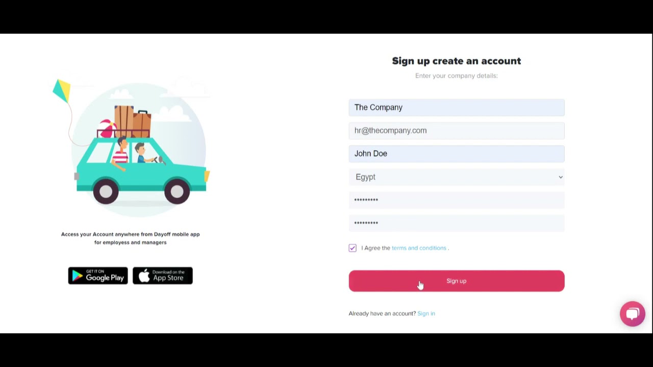 Create Free Company Account -  Web Version - Day Off: Vacation Tracker | PTO Tracker | Leave Tracker