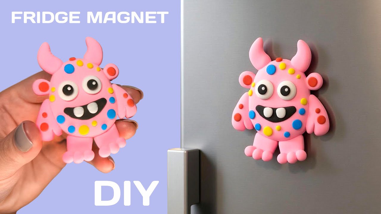 DIY | Air Dry Clay Cute Monster 👾 | How To Make a Fridge Magnet | Tutorial Handmade 👾