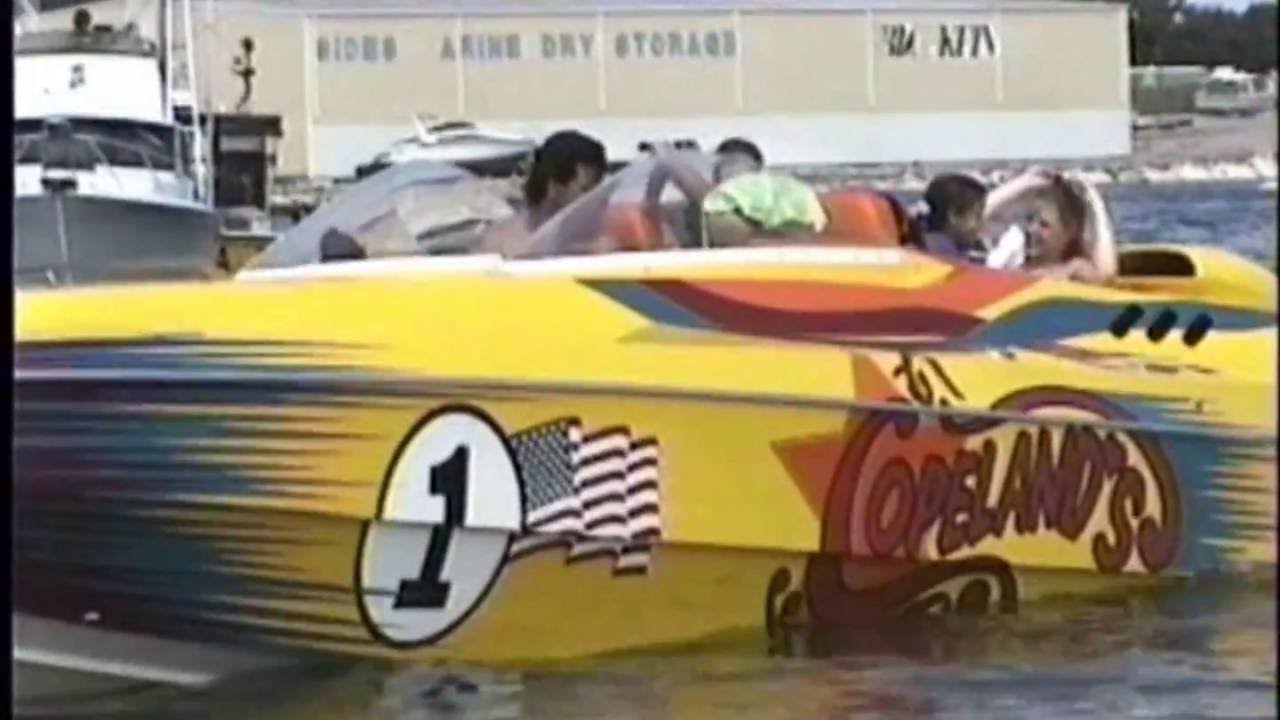 Al Copeland Jr. and Chris Copeland playing around in Destin Fl 1996 racing their boats Marvin Faber