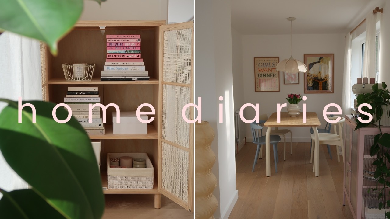 home diaries | decorating my dining room & living room | sideboard organisation | silent vlog