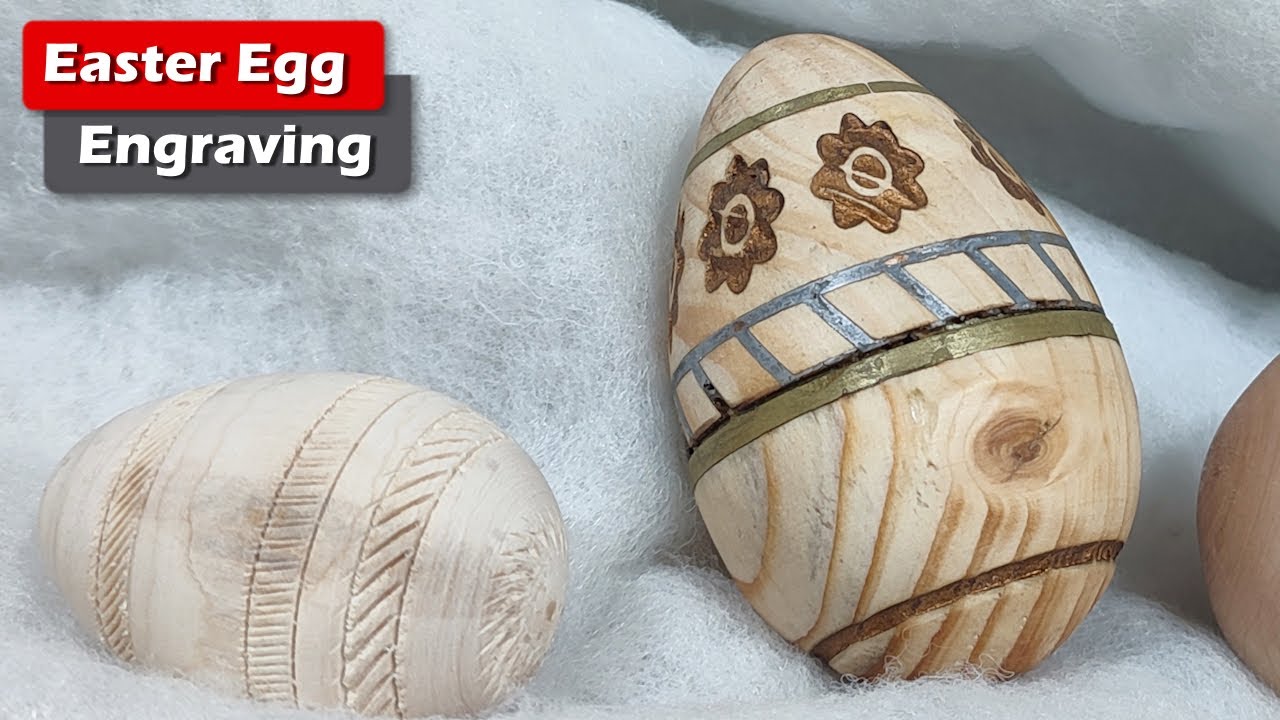 Wooden Easter Egg - laser engraving and metal power inlay