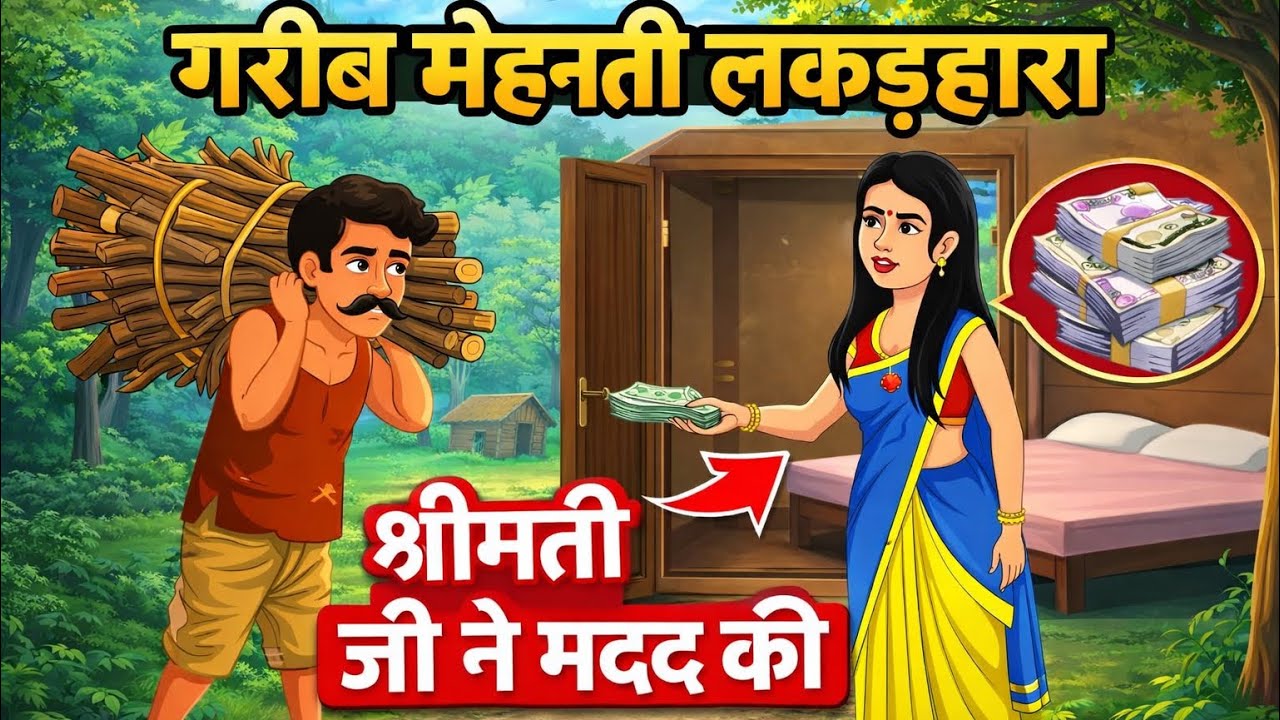 गरीब लकड़हारा।|| In Hindi ||#story#wood#poor#hindi#cartoon#kahani#money#hd#home#house#hardwork#yt#1m
