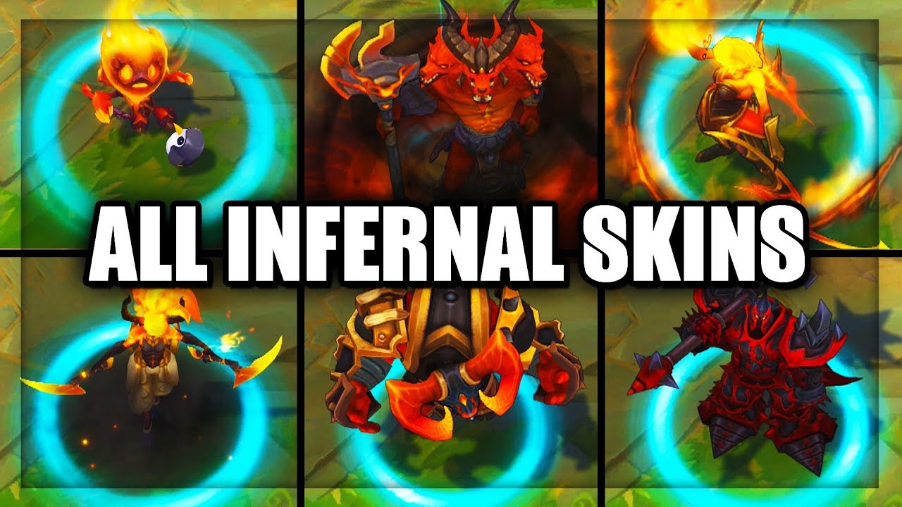All Infernal Skins Spotlight Akali Amumu Diana Nasus Alistar Mordekaiser (League of Legends)
