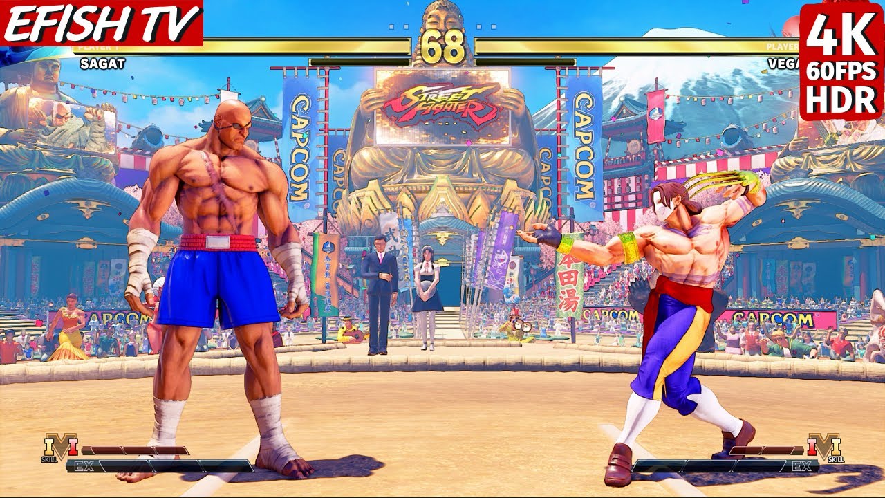 Sagat vs Vega (Hardest AI) - Street Fighter V