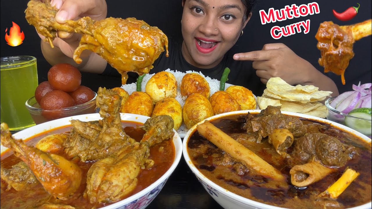 MUTTON CURRY, CHICKEN CURRY, EGG MASALA, GULAB JAMUN EATING, FOOD SHOW, EATING VIDEOS, BIG BITES 😋🌶️