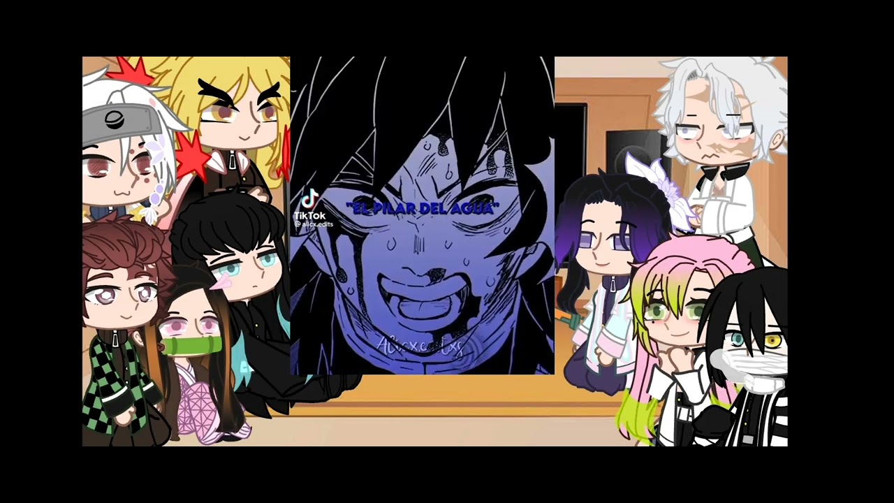 hashiras+tanjiro y nezuko reaccionan a giyuu tomioka