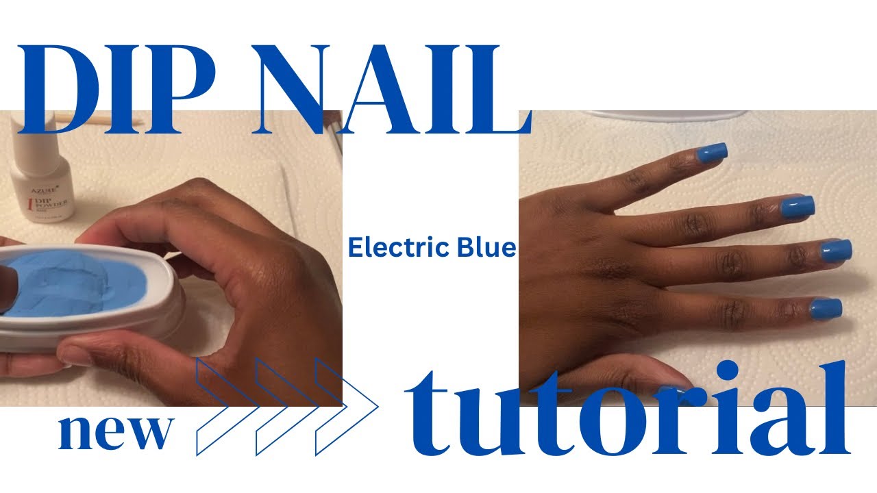 DIY Dip Powder Nails| Azure Beauty|Electric Blue|Short Nail Tutorial😱
