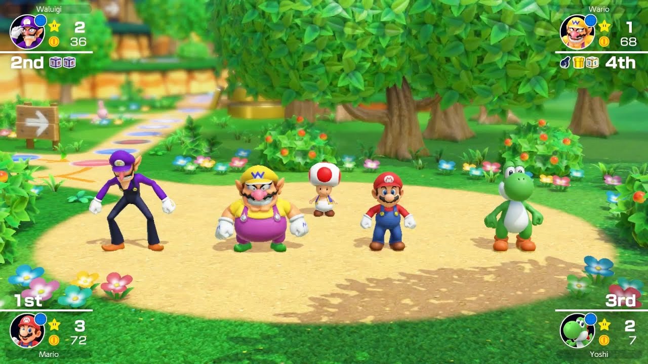 Mario Party Superstars #1070 Woody Woods Mario vs Wario vs Waluigi vs Yoshi