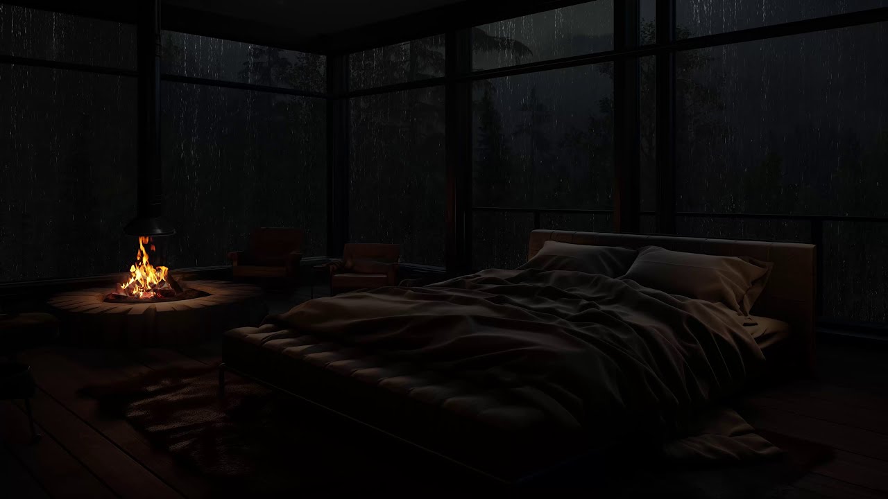 Deep Relaxation with Rain Sounds in a Rainforest Cabin. Peaceful Sleep Guaranteed 🌧️🏕️