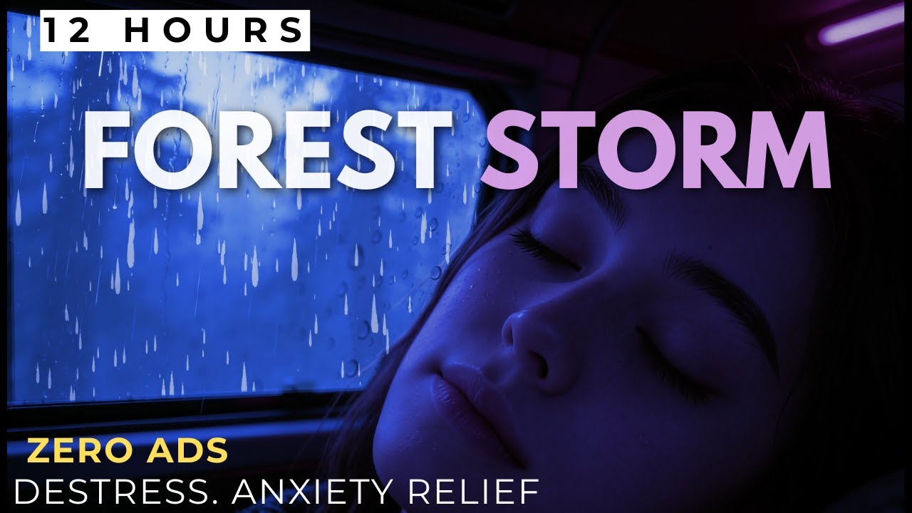 Fall Asleep in 3 Minutes: Rain on Window in the Woods • Dark Screen