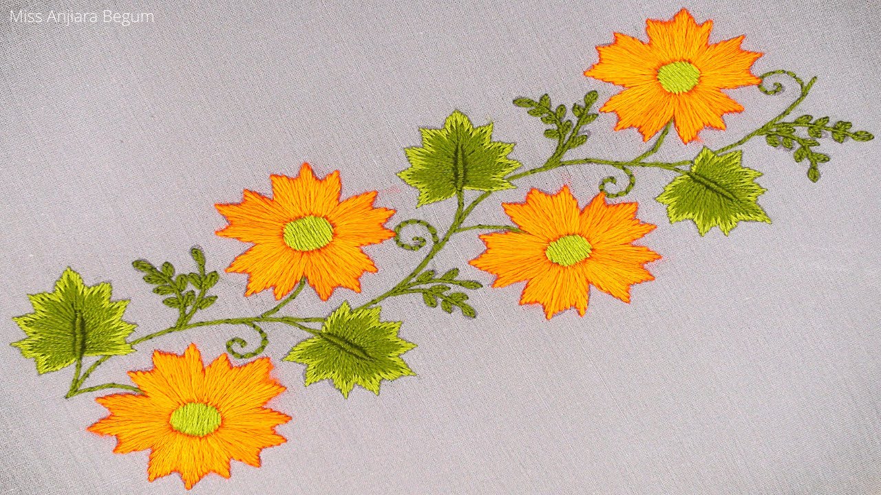 Easy Sewing Hand Embroidery for Beginners, Easy Border Design Embroidery, Creative Embroidery-553