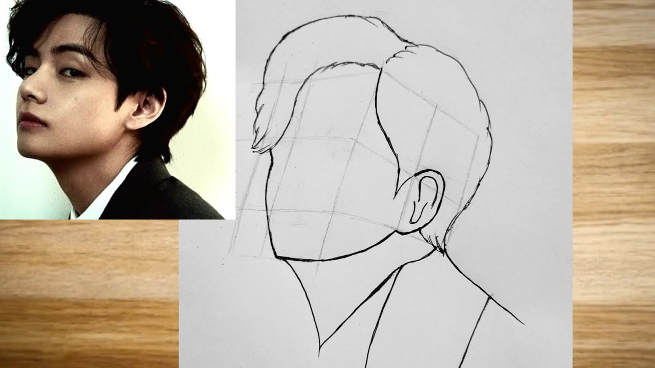 BTS V (Kim Taehyung) Face Sketch Step by Step | Easy Pencil Drawing Tutorial | 