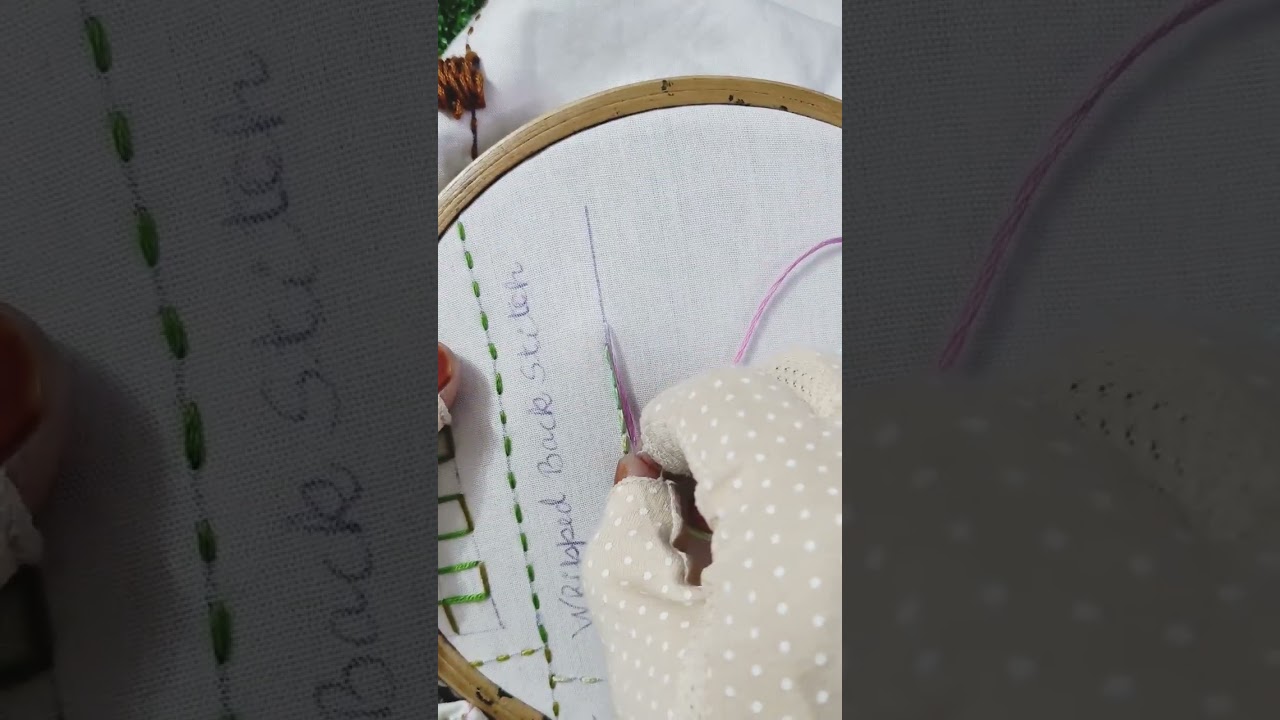 Hand embroidery stitches 🪡 Back stitch family, whipped Back Stitch, Hand Made #aesthetic #craft #art