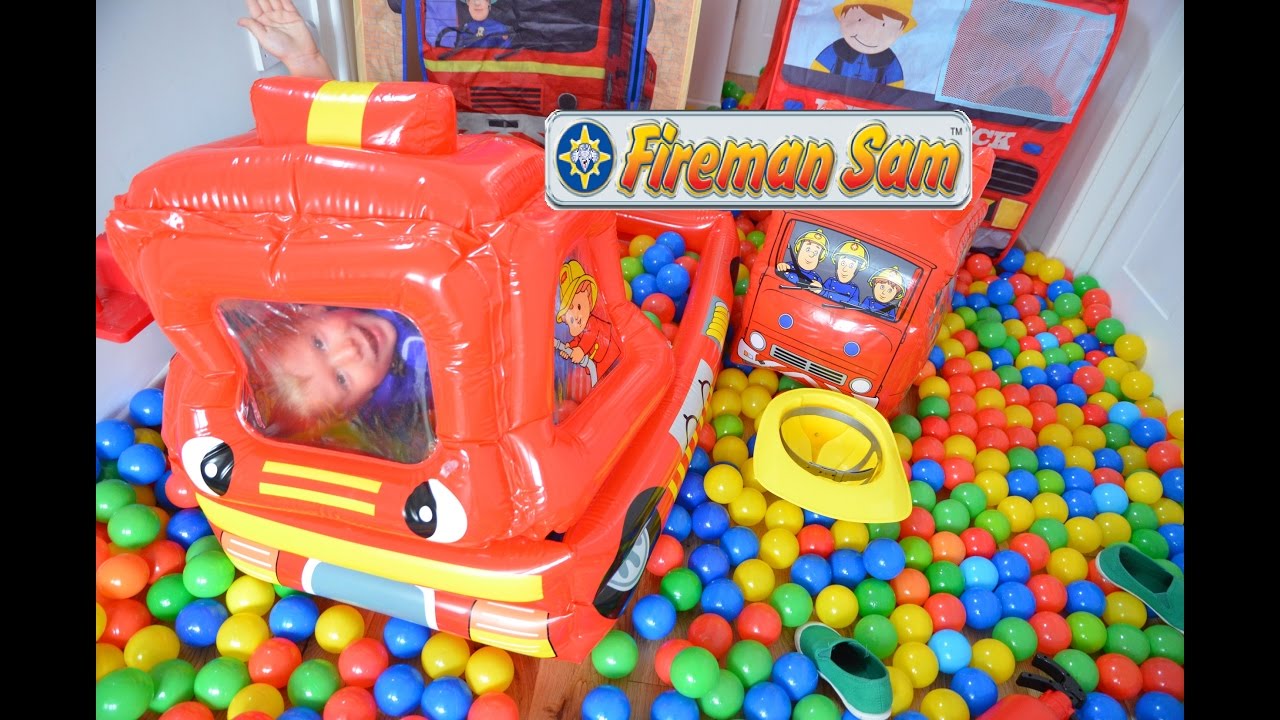 Huge Ball Pit Ball Drop Shower Fireman sam inflatable fire engines COOL STUFF