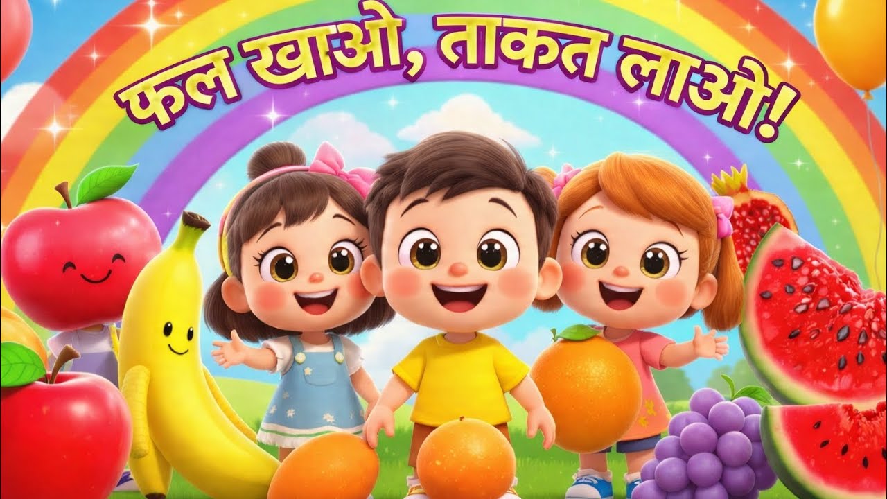 Healthy Fruits Song for Kids 🍎 | Hindi Nursery Rhyme | Learn Fruits for Children | Bubbles Toons