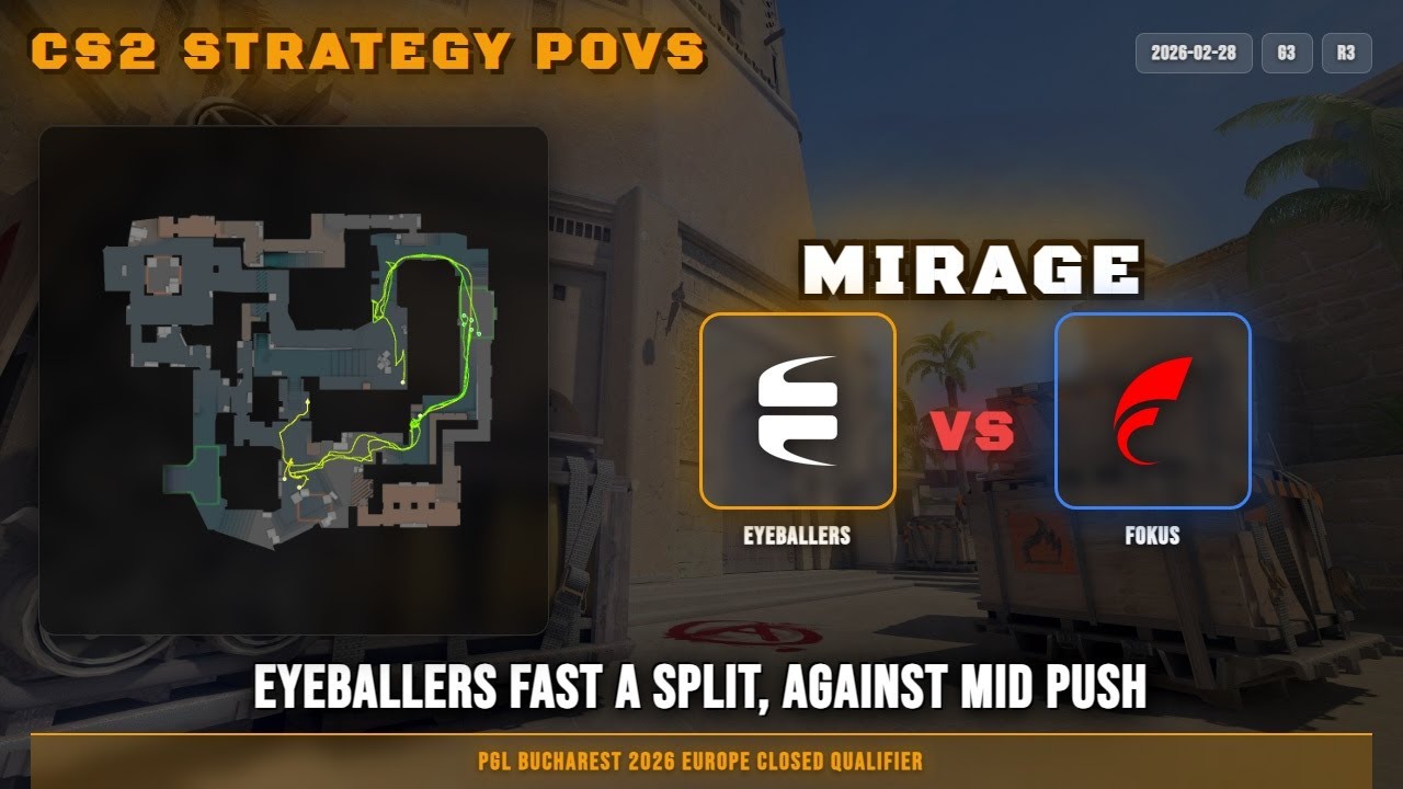 EYEBALLERS Fast A Split, against mid push - Mirage G3R3 | EYEBALLERS | PGL Bucharest 2026 Europe ...