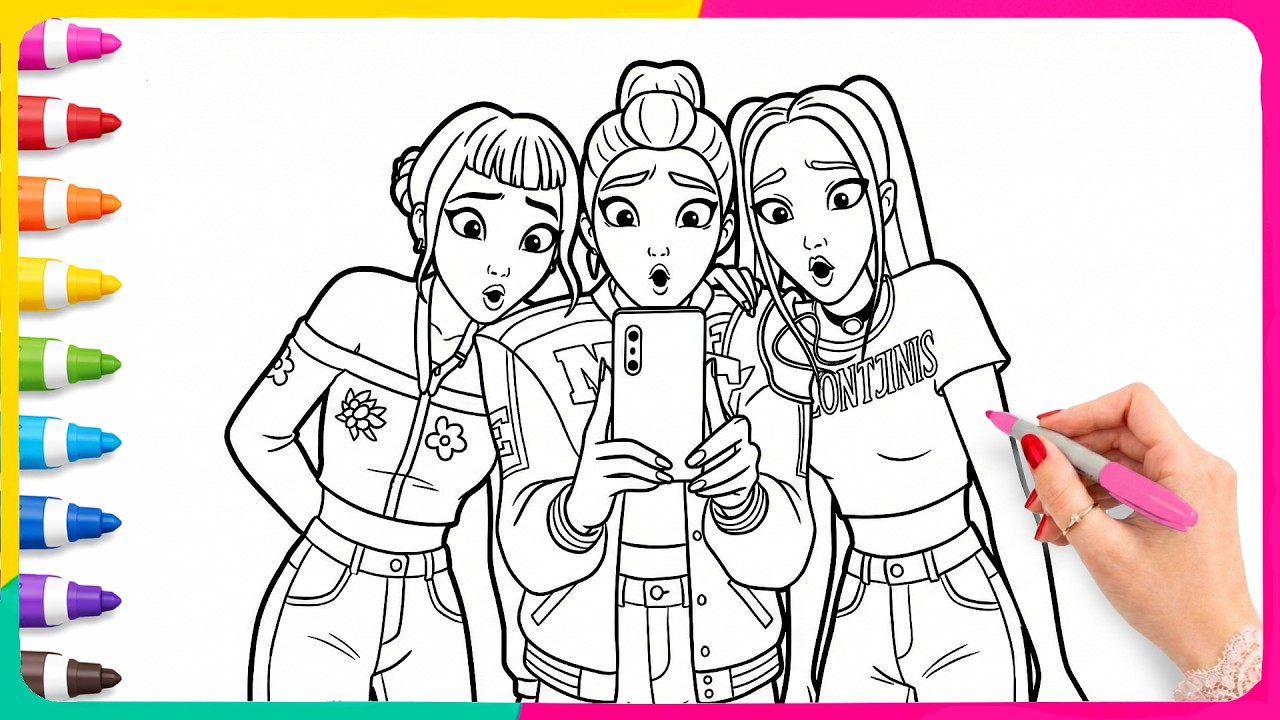 Kpop Coloring Pages - Satisfying Coloring Pages - Rumi , Mira and Zoey Coloring - Asmr Coloring