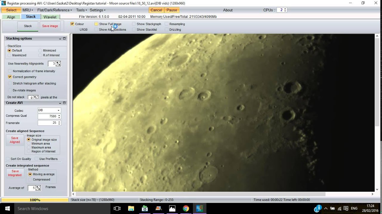 Simple and easy to follow tutorial for using Registax to process and stack Astrophotography images