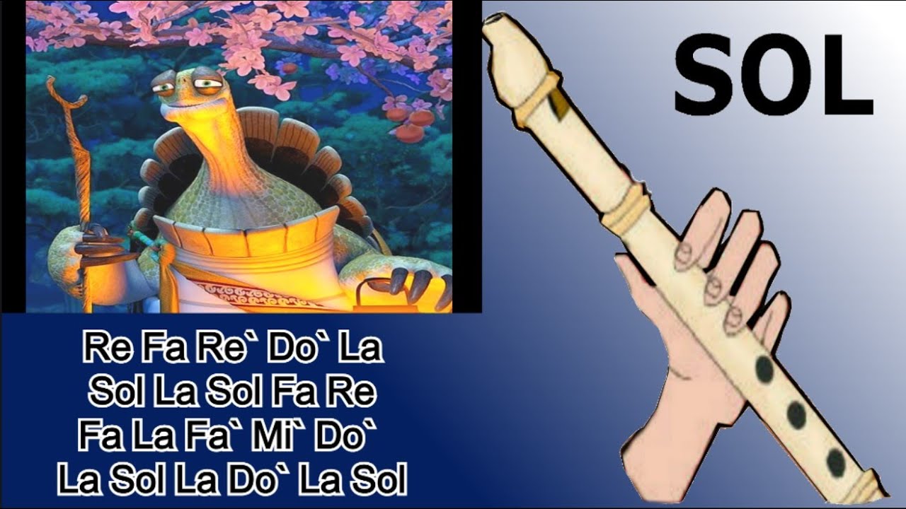 🐼🐢 Oogway ascends, flauta dulce f&aacute;cil, tutorial con animaci&oacute;n, easy flute recorder