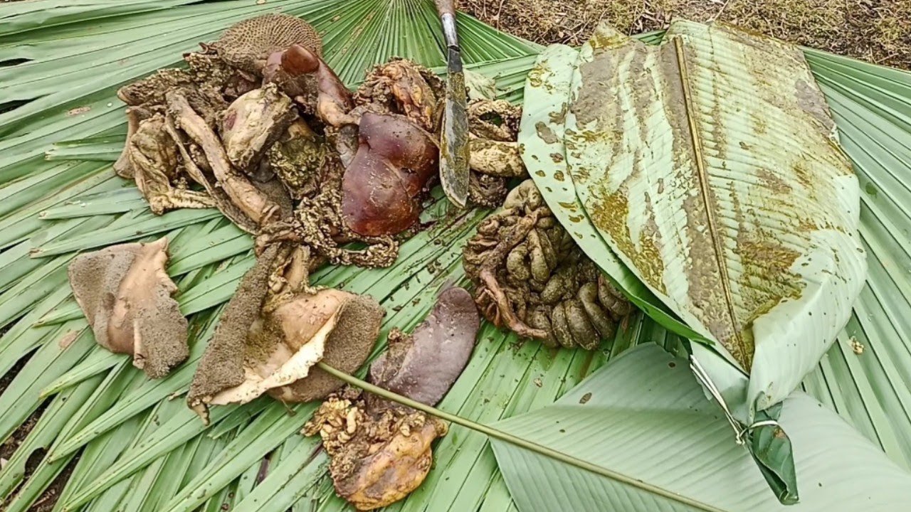 COOKING INTESTINES & ORGANS. NORTH EAST TRIBAL STYLE. COMMUNITY FEAST.