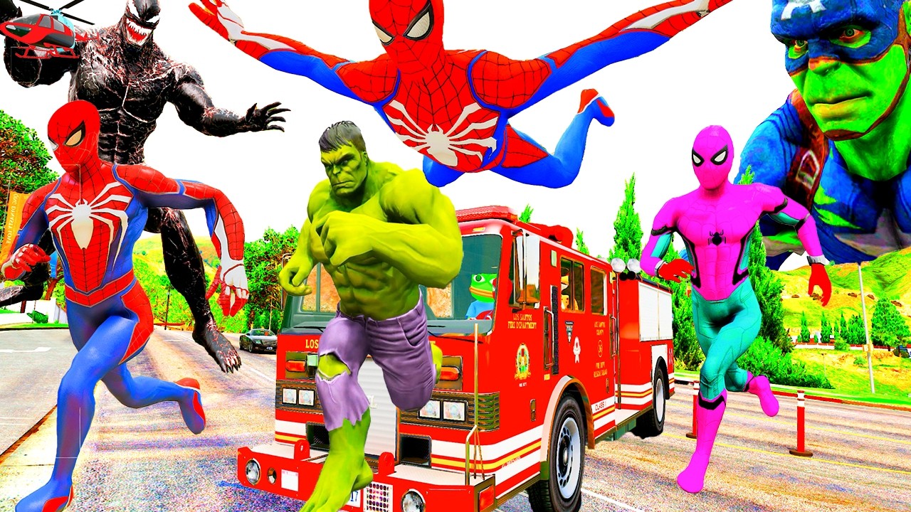 Khi Si&ecirc;u Nh&acirc;n Người Nhện Chạy Xe &Ocirc; T&ocirc; Mcqueen Giải Cứu Si&ecirc;u Anh H&ugrave;ng! Spiderman Rescue superheroes