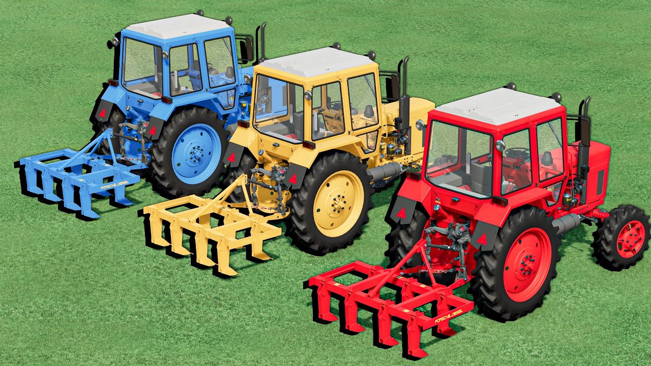 Work With COLORs - CULTIVATING IN SNOW with TOWING Mini Tractors with John Deere TRACTORS ! FS25