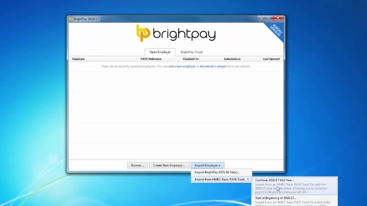 Importing employees into BrightPay from HMRC Basic PAYE Tools