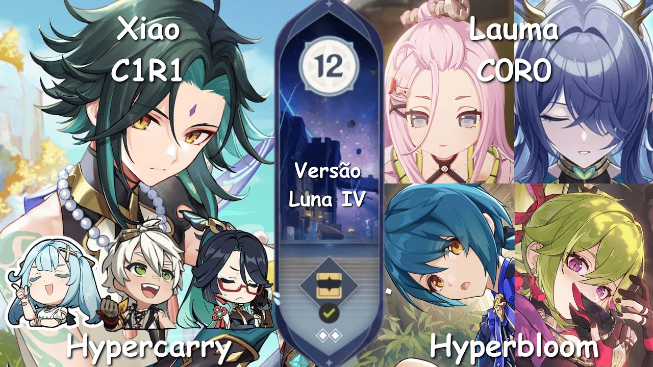 Spiral Abyss Piso 12 Showcase | C1R1 Xiao & C0R0 Lauma Hyperbloom | Genshin Impact Luna 4/6.3