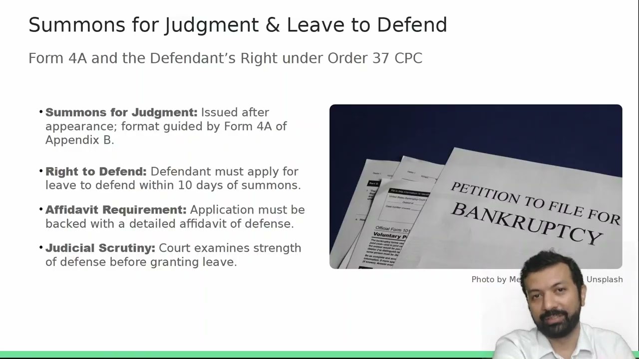 Summary Civil Suit under Order 37 CPC | Complete Procedure Explained Simply