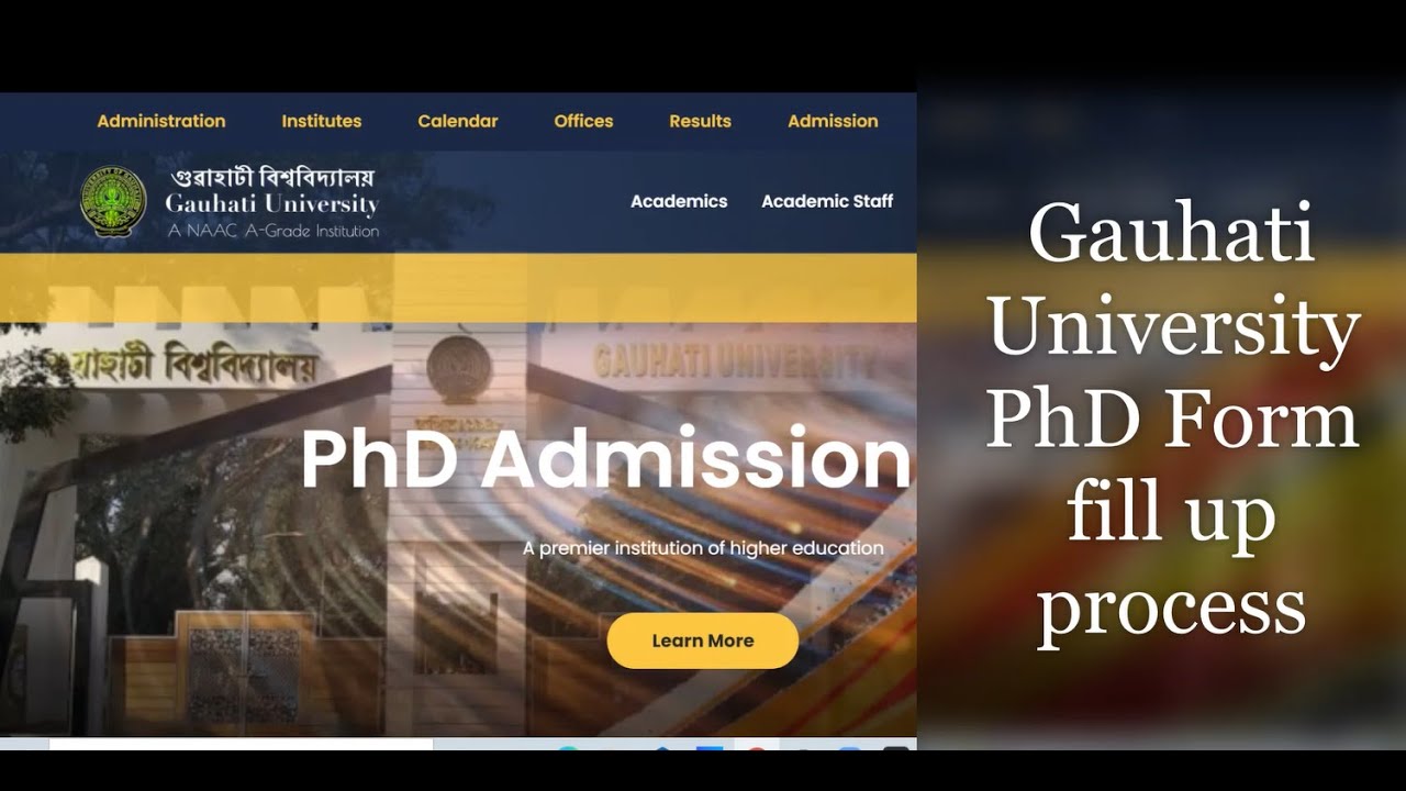 Gauhati University PhD form fill up process 2021