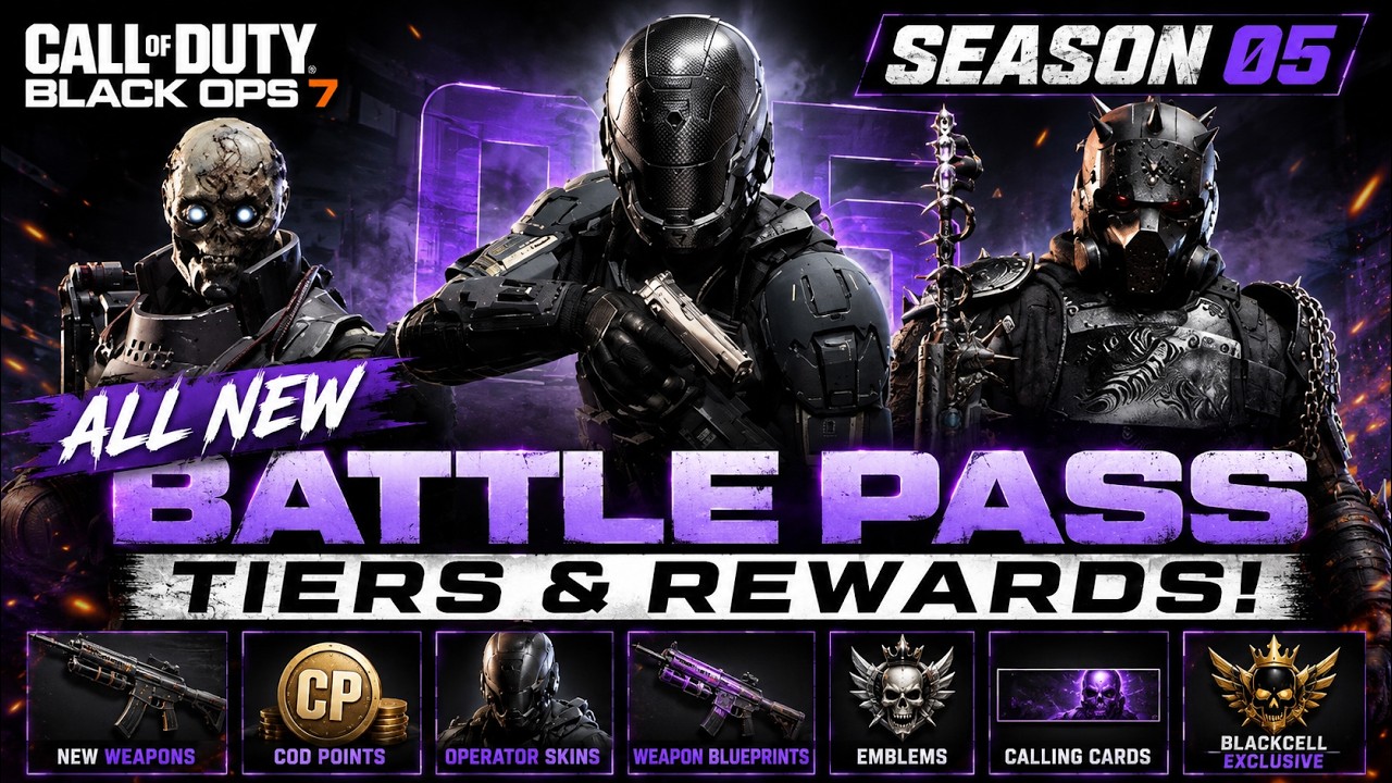 ALL NEW Black Ops 7 Season 5 BATTLE PASS TIERS & REWARDS! (Tier 1-100 Full Showcase)