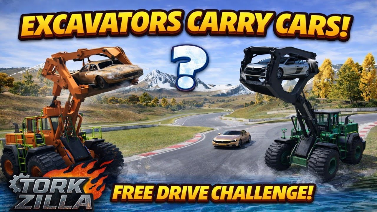 Excavators Carry Cars 💪🚜 Free Drive Challenge | BeamNG Drive 🔥🚗