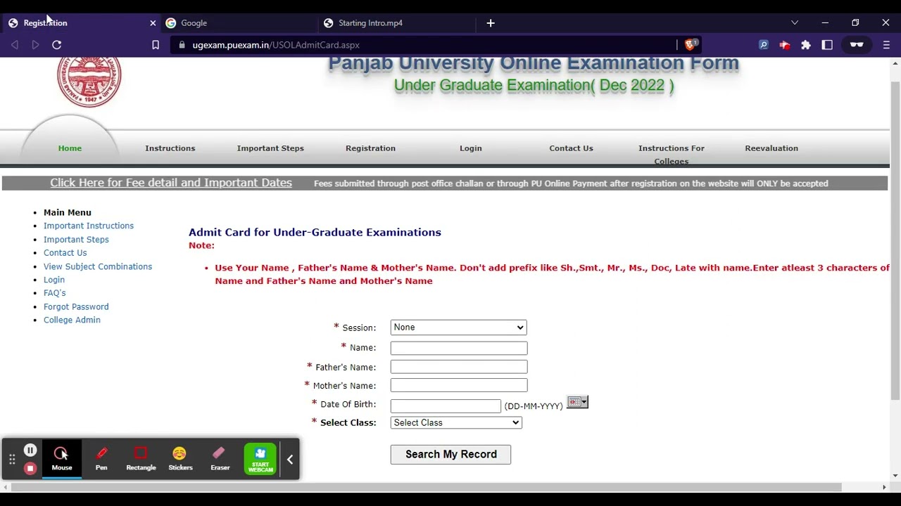 PUCHD UG 2022 Admit Card (Released) - How To Download PUCHD UG 2022 Hall Ticket