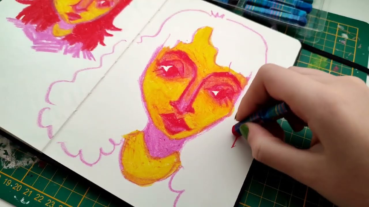 finishing my sketchbook using oil pastels! // ideas to fill your sketchbook