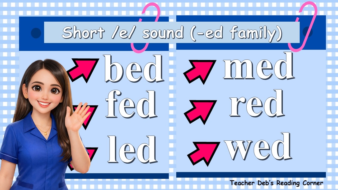 Phonics for Beginners: Short E Sound /-ed/ Word Family