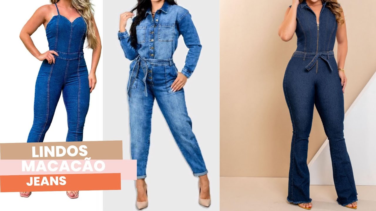 MACACÃO JEANS COMPRIDO FEMININO #macacão #jeansfeminino