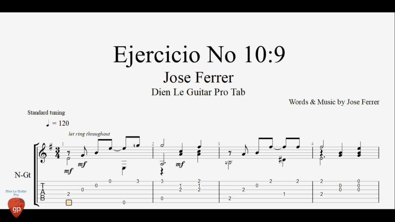 Jose Ferrer - Ejercicio No 10:9 - Guitar Lesson Tabs