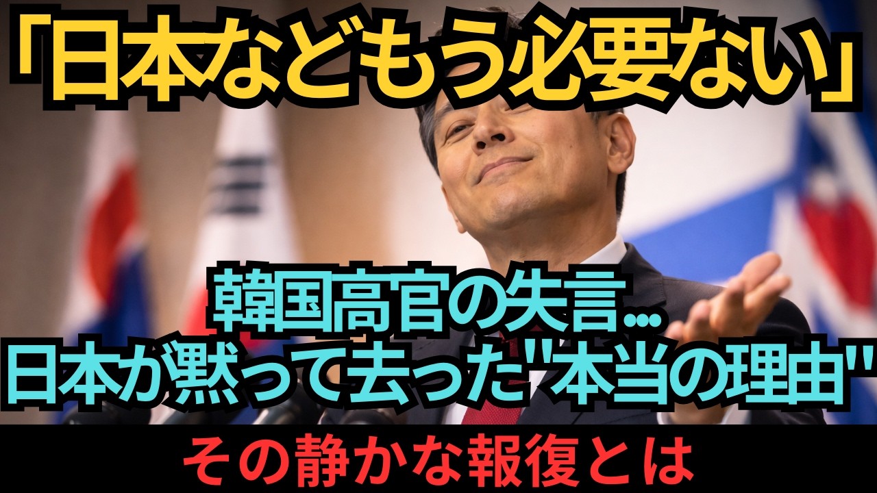 【海外の反応】「日本などもう必要ない」韓国高官の失言に日本は反論せず…世界が震撼した静かな結末
