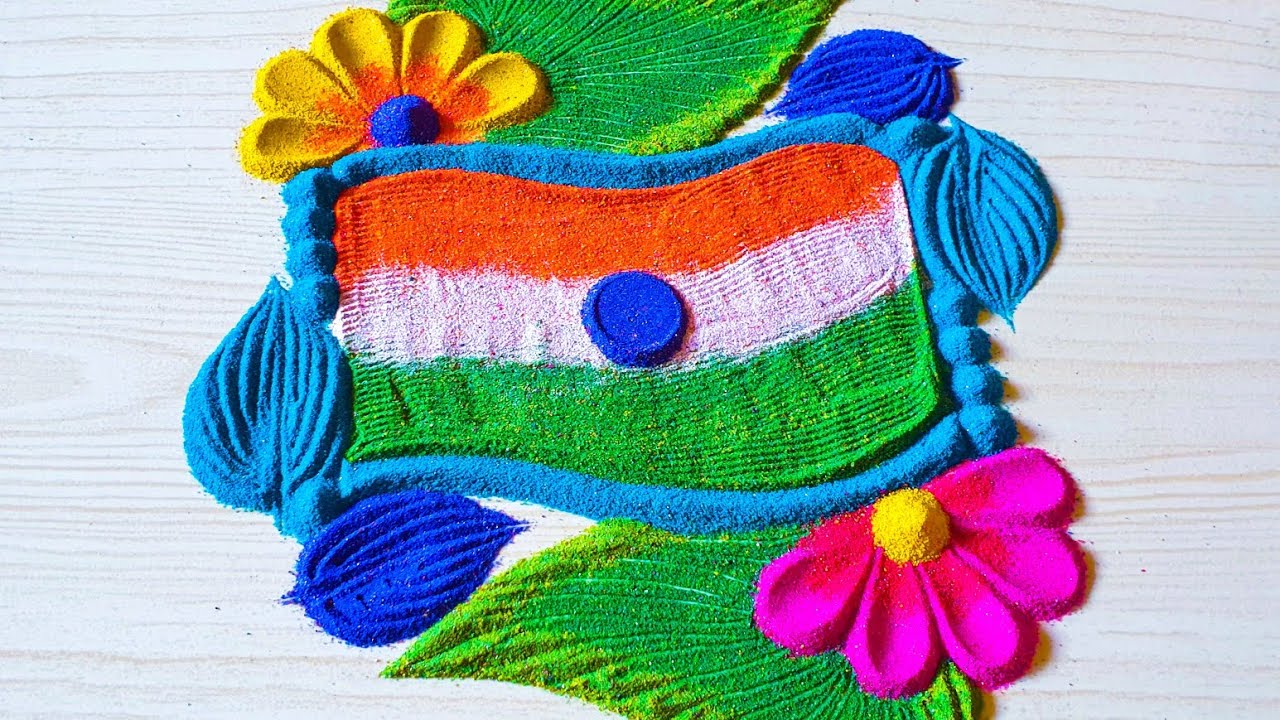 Independence Day Rangoli Design. 15th August Rangoli. Republic Day Rangoli. Border Rangoli Designs