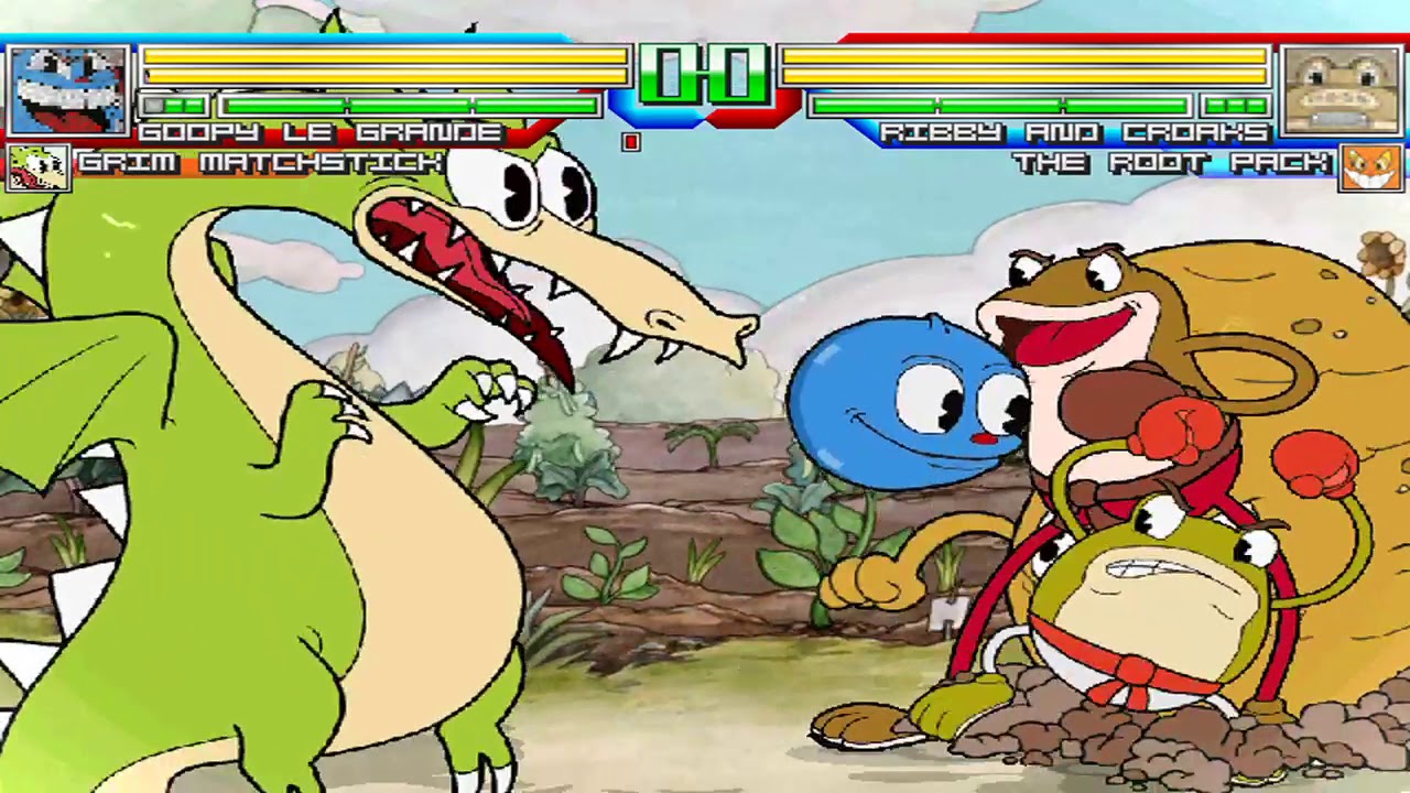 NICK54222 MUGEN: Goopy Le Grande and Grim Matchstick VS Ribby & Croaks and The Root Pack