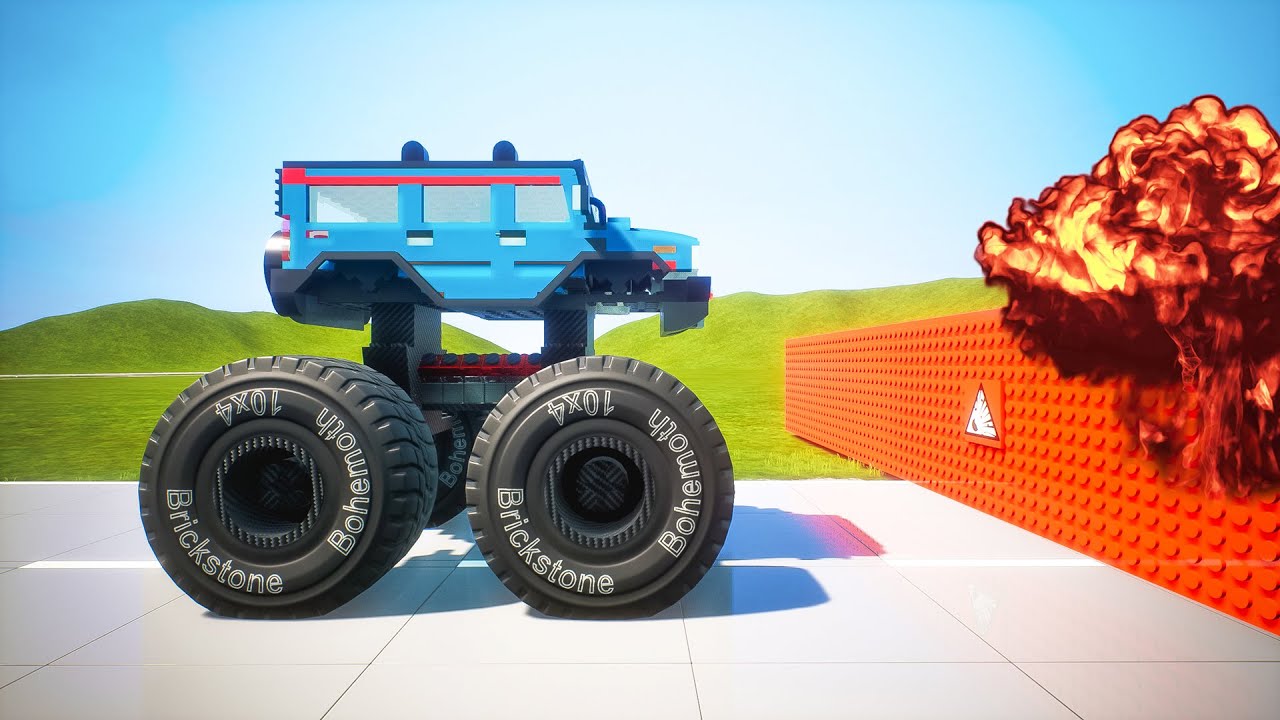 Lego Explosive Wall against Cars | Brick Rigs